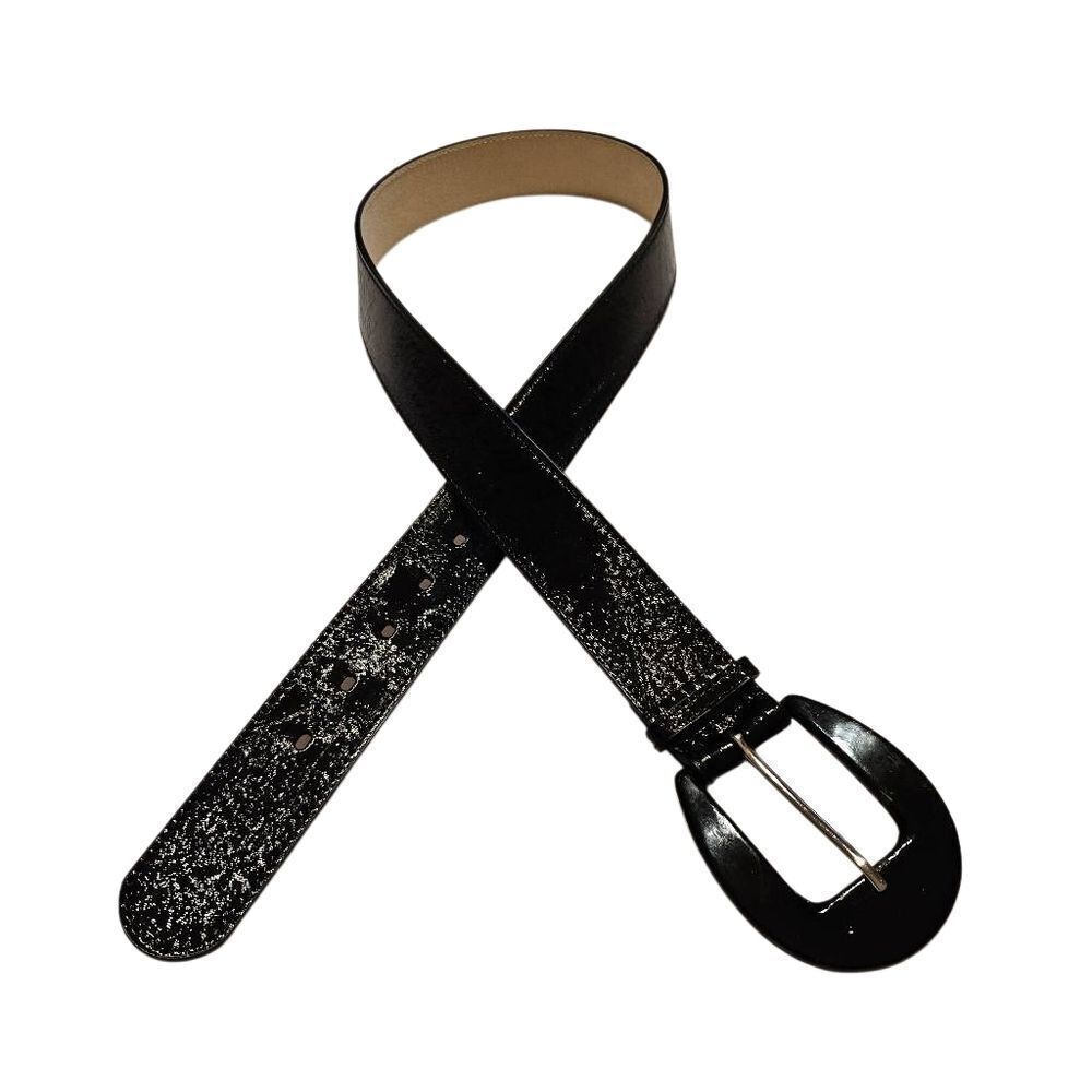 Nine West Black Belt Shiny Patent Finish Waist 31"-35"